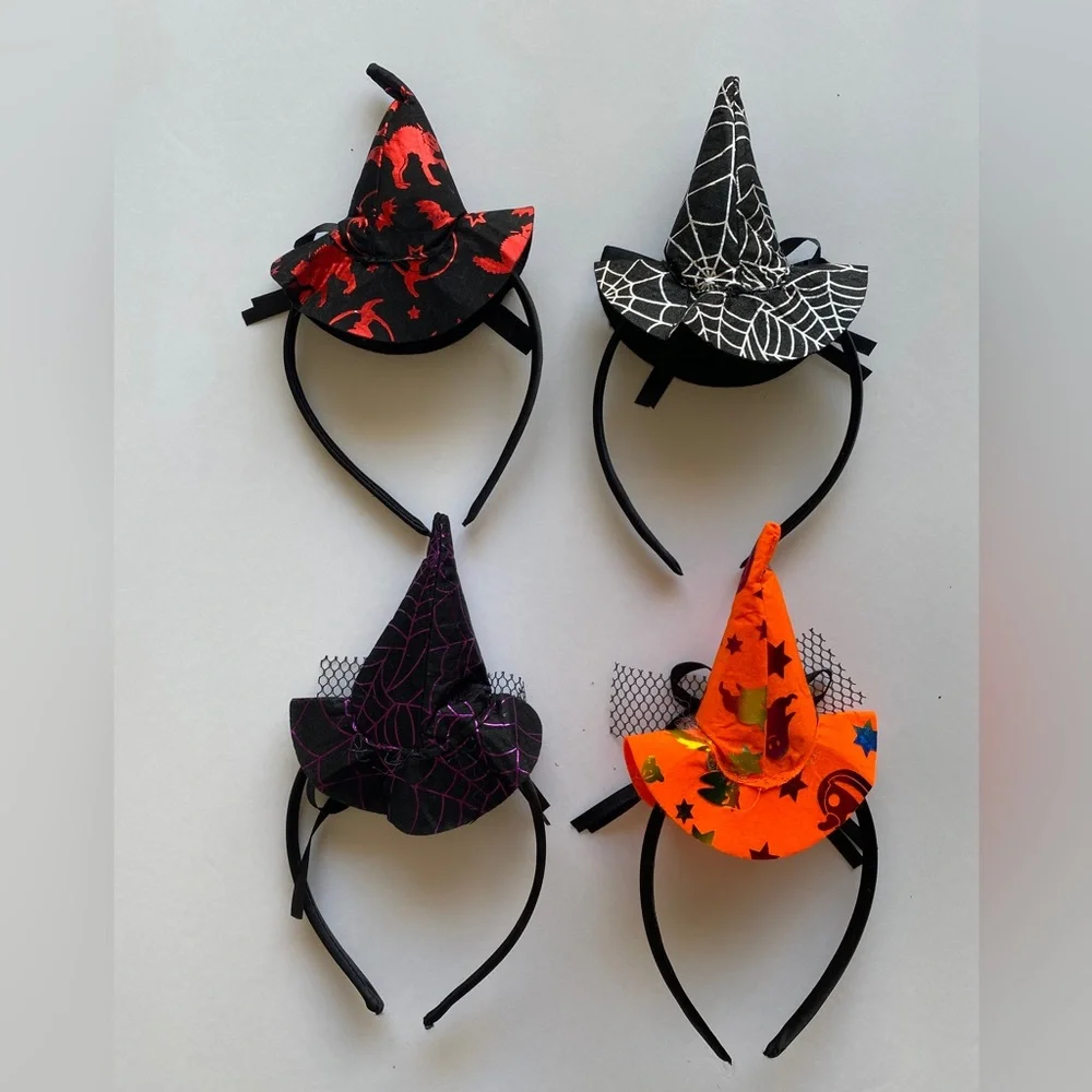 4 Pc Kids Girls Witch‎ Hat Head Bands